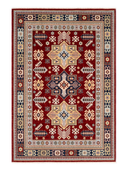 Yunser Red & Navy Wool Machine-Made Rug 5'5" x 7'9" ED192 – top view