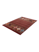 Yunser Red & Navy Wool Machine-Made Rug 5'3" x 7'7" ED198 – close-up texture