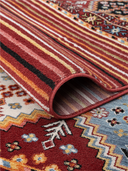 Yunser Red & Navy Wool Machine-Made Rug 5'3" x 7'7" ED198 – rolled view