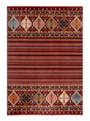 Yunser Red & Navy Wool Machine-Made Rug 5'3" x 7'7" ED198 – top view