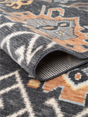 Yunser Charcoal & Cream Wool Machine-Made Rug 6'7" x 9'6" ED199 – rolled view