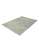 Modern Gray & Blue Handwoven Kilim 5'10" x 7'8" ED20 – close-up texture