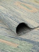 Modern Gray & Blue Handwoven Kilim 5'10" x 7'8" ED20 – rolled view