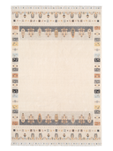 Yunser Cream & Black Wool Machine-Made Rug 6'7" x 9'6" ED201 – top view