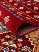 Yunser Red & Navy Wool Machine-Made Rug 5'11" x 8'10" ED203 – rolled view