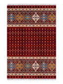 Yunser Red & Navy Wool Machine-Made Rug 5'11" x 8'10" ED203 – top view