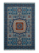 Yunser Blue & Navy Wool Machine-Made Rug 6'7" x 9'6" ED204 – top view