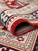 Yunser Red & Navy Wool Machine-Made Rug 4'4" x 6'3" ED205 – rolled view