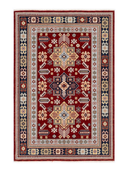 Yunser Red & Navy Wool Machine-Made Rug 4'4" x 6'3" ED205 – top view