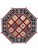 Yunser Navy & Red Wool Machine-Made Rug 6'7" x 6'7" ED207 – top view