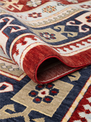 Yunser Red & Navy Wool Machine-Made Rug 7'7" x 9'8" ED209 – rolled view