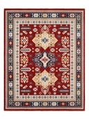Yunser Red & Navy Wool Machine-Made Rug 7'7" x 9'8" ED209 – top view