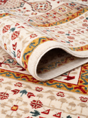 Yunser Beige & Red Wool Machine-Made Rug 6'7" x 9'6" ED210 – rolled view