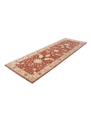 Ziegler Ushak Terracotta & Cream Hand-Knotted Runner 4' x 12'2" ED214 – close-up texture