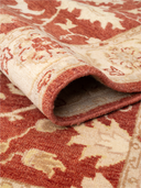 Ziegler Ushak Terracotta & Cream Hand-Knotted Runner 4' x 12'2" ED214 – rolled view
