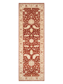 Ziegler Ushak Terracotta & Cream Hand-Knotted Runner 4' x 12'2" ED214 – top view