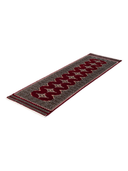 Jaldar Red & Black Hand-Knotted Runner 2'7" x 8' ED215 – close-up texture