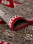 Jaldar Red & Burgundy Hand-Knotted Rug 4'6" x 6'5" ED216 – rolled view