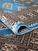 Jaldar Blue & Black Hand-Knotted Rug 4' x 5'10" ED218 – rolled view