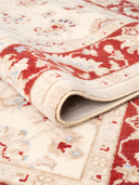 Yunser Cream & Red Wool Machine-Made Rug 3'3" x 6'3" ED219 – rolled view