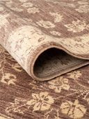 Ocean Ushak Brown & Beige Hand-Knotted Runner 2'6" x 8'4" ED220 – rolled view