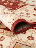 Ziegler Ushak Burgundy & Cream Hand-Knotted Rug 4'11" x 6'8" ED222 – rolled view
