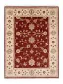 Ziegler Ushak Burgundy & Cream Hand-Knotted Rug 4'11" x 6'8" ED222 – top view