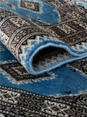 Jaldar Blue & Black Hand-Knotted Rug 3' x 4'9" ED225 – rolled view