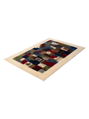 Loribaft Cream & Navy Hand-Knotted Rug 2'7" x 4' ED228 – close-up texture
