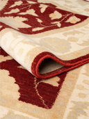 Ziegler Ushak Burgundy & Cream Hand-Knotted Rug 3'11" x 5'11" ED229 – rolled view