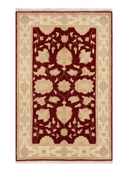 Ziegler Ushak Burgundy & Cream Hand-Knotted Rug 3'11" x 5'11" ED229 – top view