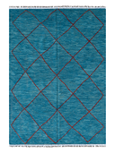 Modern Turquoise & Blue Handwoven Kilim 5'8" x 8' ED23 – top view