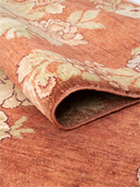 Karabakh Terracotta & Pink Hand-Knotted Rug 4'1" x 6'2" ED231 – rolled view