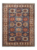 Shirvan Blue & Cream Hand-Knotted Rug 5'7" x 7'4" ED236 – top view