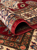 Shirvan Red & Cream Hand-Knotted Rug 5'6" x 7'8" ED237 – rolled view