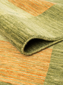 Loribaft Green & Orange Hand-Knotted Rug 4'1" x 5'11" ED238 – rolled view