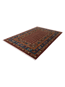 Pazyryk Brown & Blue Hand-Knotted Rug 6'8" x 9'10" ED239 – close-up texture