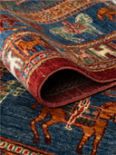 Pazyryk Brown & Blue Hand-Knotted Rug 6'8" x 9'10" ED239 – rolled view