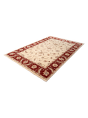 Ziegler Ushak Cream & Red Hand-Knotted Rug 6'7" x 9'10" ED240 – close-up texture