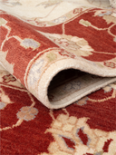 Ziegler Ushak Cream & Red Hand-Knotted Rug 6'7" x 9'10" ED240 – rolled view