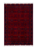 Hamyab Afghan Burgundy & Red Hand-Knotted Rug 4'9" x 6'6" ED241 – top view