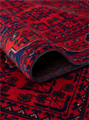 Hamyab Afghan Red & Burgundy Hand-Knotted Rug 4'11" x 6'6" ED242 – rolled view