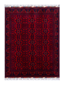 Hamyab Afghan Red & Burgundy Hand-Knotted Rug 4'11" x 6'6" ED242 – top view
