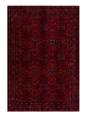 Hamyab Afghan Burgundy & Red Hand-Knotted Rug 6'7" x 9'7" ED243 – top view