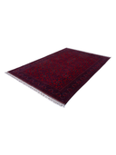 Hamyab Afghan Red & Burgundy Hand-Knotted Rug 6'5" x 9'5" ED244 – close-up texture