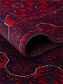 Hamyab Afghan Red & Burgundy Hand-Knotted Rug 6'5" x 9'5" ED244 – rolled view