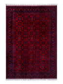 Hamyab Afghan Red & Burgundy Hand-Knotted Rug 6'5" x 9'5" ED244 – top view