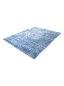 Bamboo Silk Blue & White Hand-Knotted Rug 6'10" x 9'5" ED247 – close-up texture