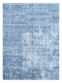 Bamboo Silk Blue & White Hand-Knotted Rug 6'10" x 9'5" ED247 – top view