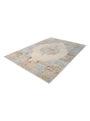 Bamboo Silk Cream & Blue Hand-Knotted Rug 6'8" x 9'11" ED248 – close-up texture